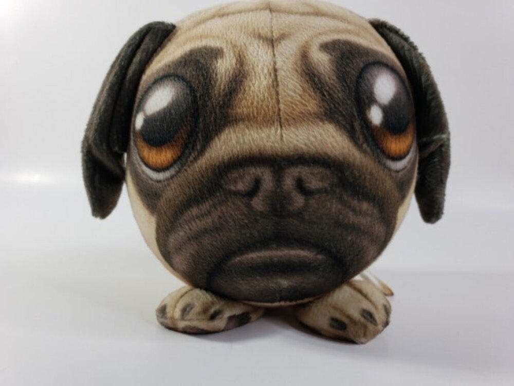 GoofBallz Pug Dog Plush Stuffed Animal Round Ball Spherical Plushie 5" Tag 2015